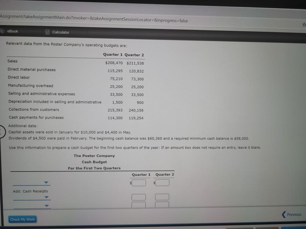  help Assignment/takeAssignmentMain.do?invoker=&take AssignmentSessionLocator=&inprogress=false eBook Calculator Relevant data from the Poster Company's