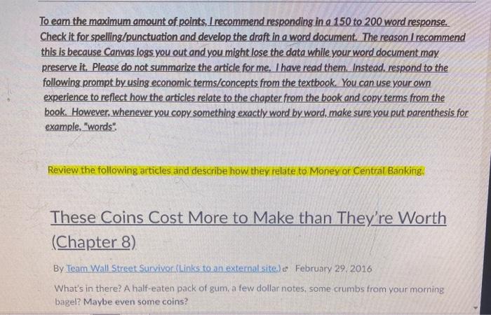  To eam the maximum amount of points, I recommend responding in