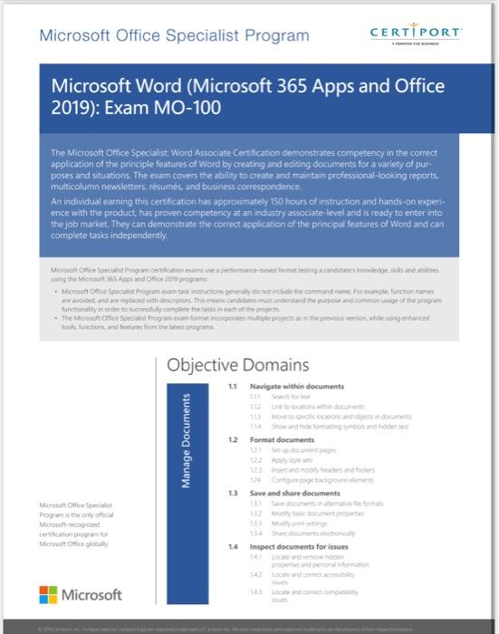 Program CERTI PORT Microsoft Excel (Microsoft 365 Apps and Office 2019): Exam