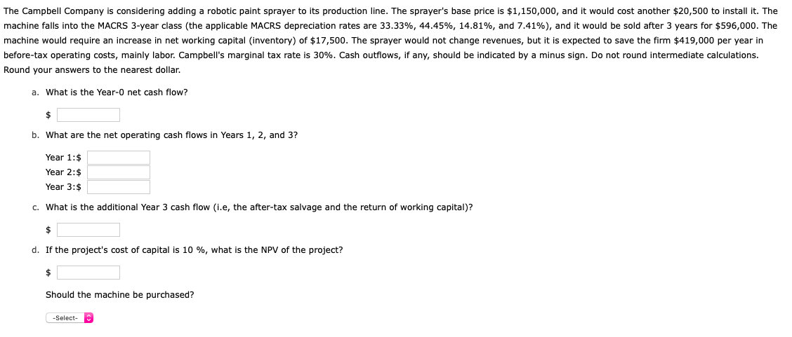 The Campbell Company is considering adding a robotic paint sprayer to its