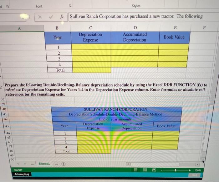 FILE HOME INSERT Sign in Finance Depreciation Schedules - Excel PAGE LAYOUT