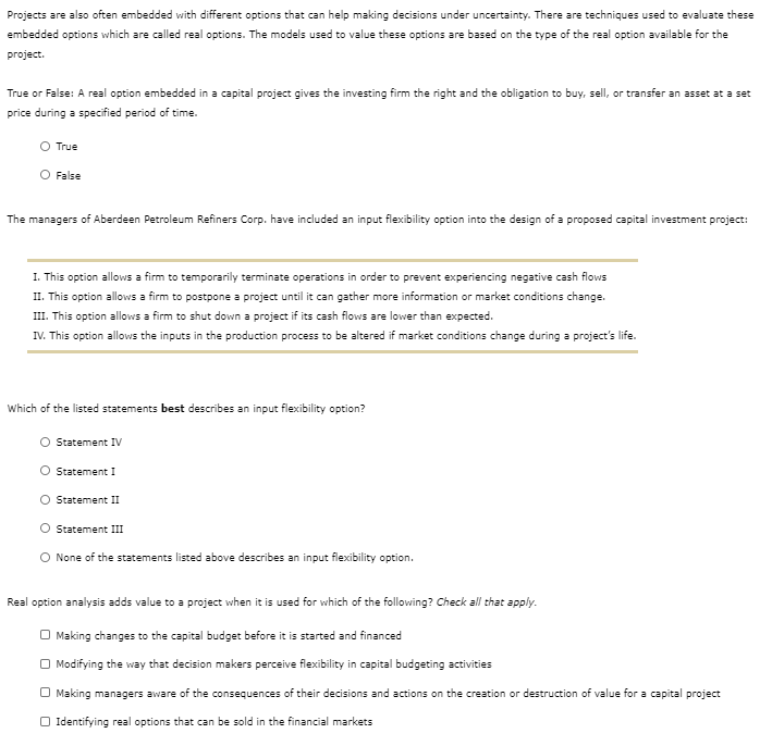 Projects are also often embedded with different options that can help
