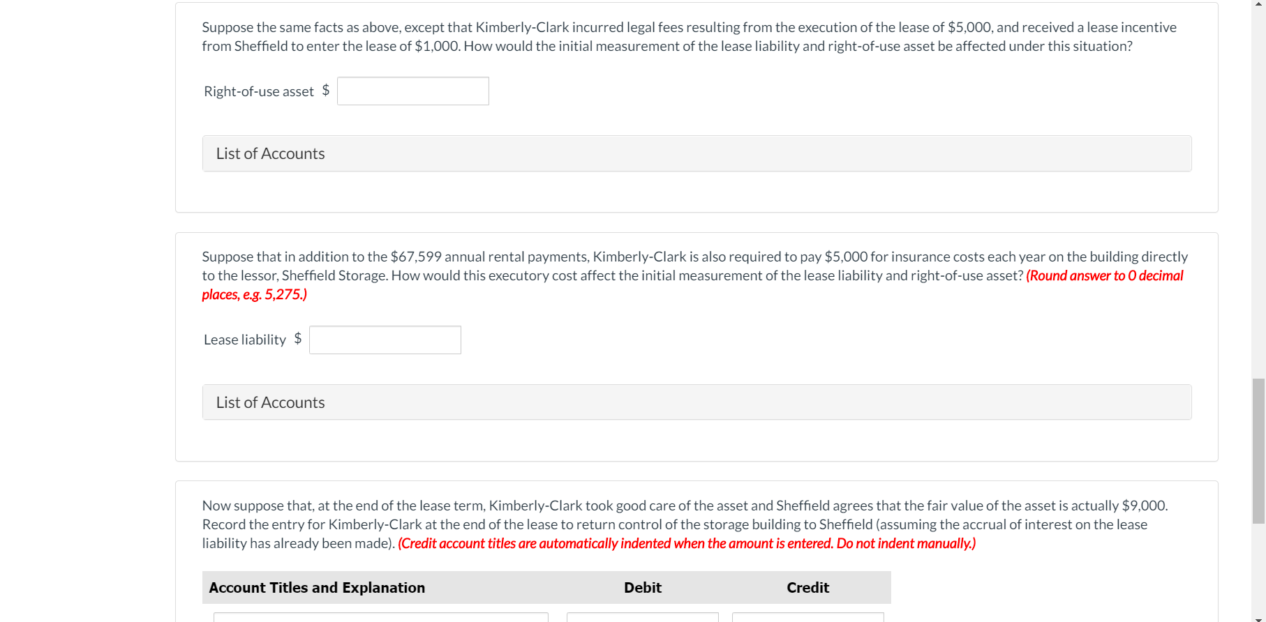 to lease a storage building from Sheffield Storage Company. The following information