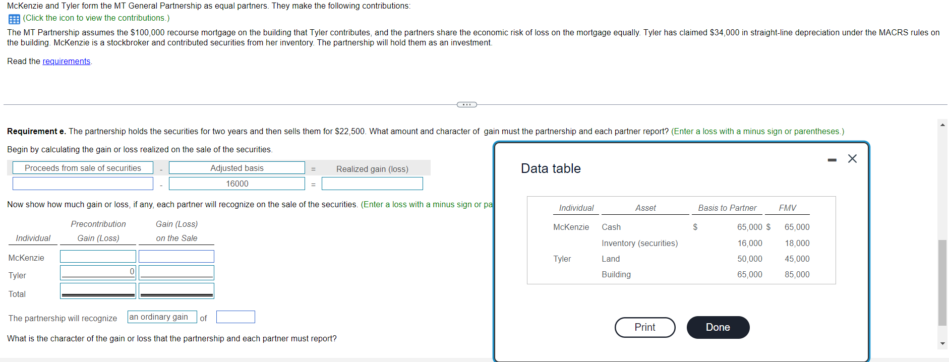  McKenzie and Tyler form the MT General Partnership as equal partners.