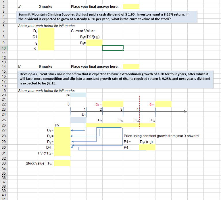 1 WN - 4 5 6 7 a) 3 marks Place