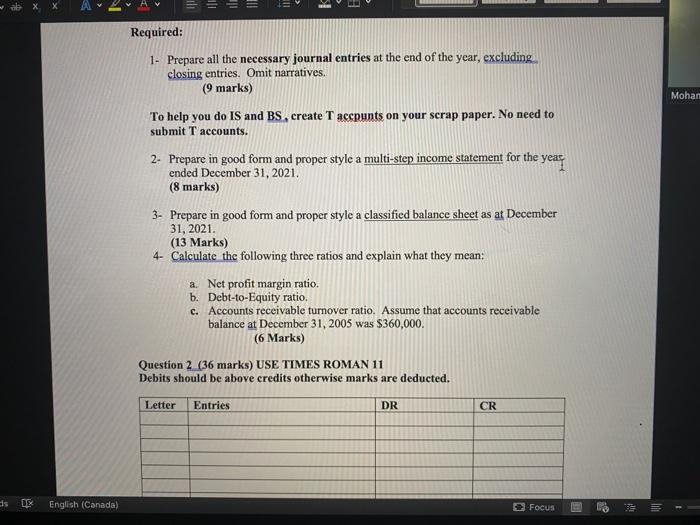 2021. Cash $115,000 Account receivable 385,300 Note receivable 36,000 Building 470,000 Accumulated