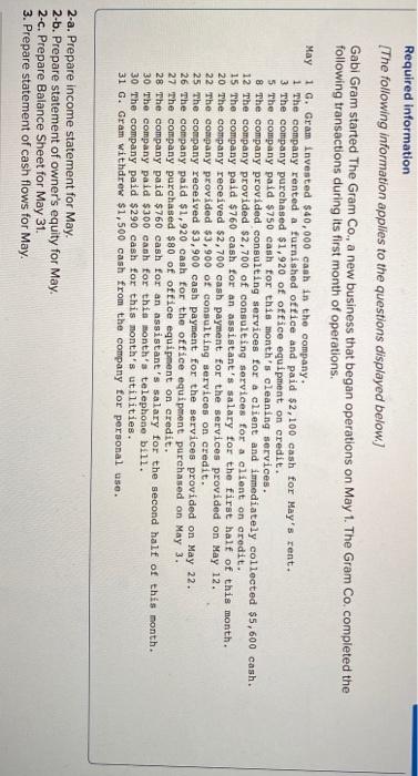  Required information [The following information applies to the questions displayed below)