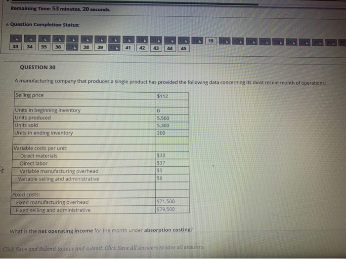  Remaining Time: 53 minutes, 20 seconds. * Question Completion Status: QUESTION