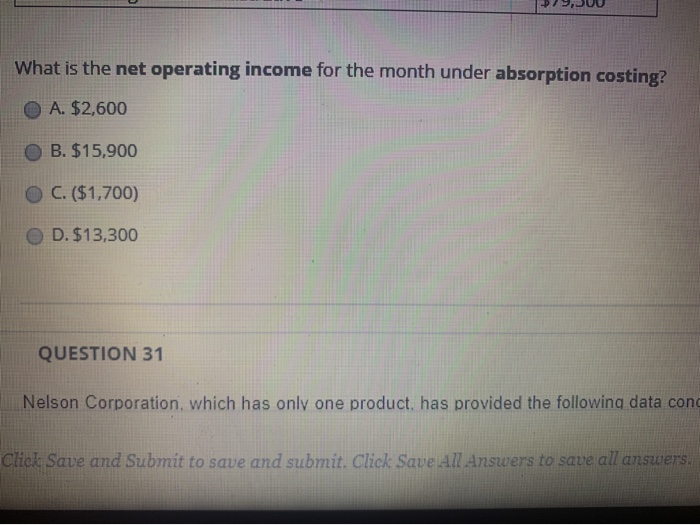 30 A manufacturing company that produces a single product has provided the