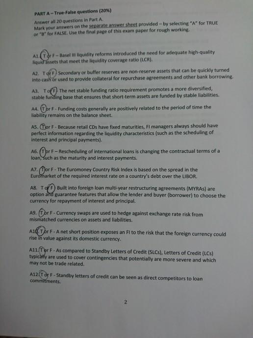 Not sure if I got these true or false questions correct for