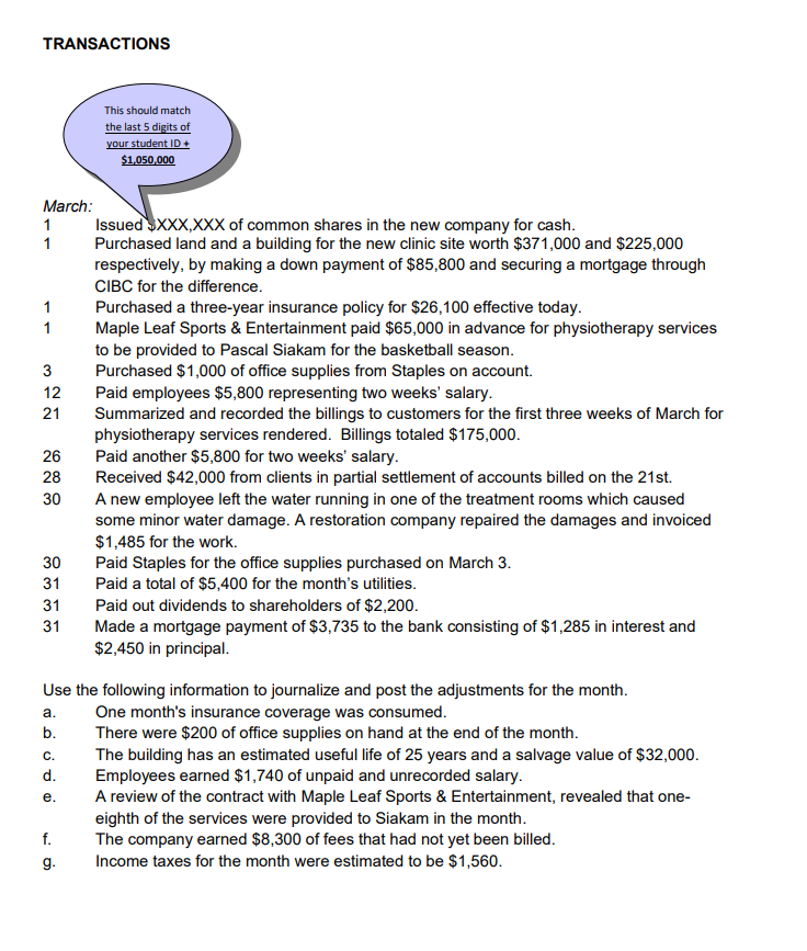 2021 Service Business Accounting Cycle On March 1, 2021 a newly incorporated