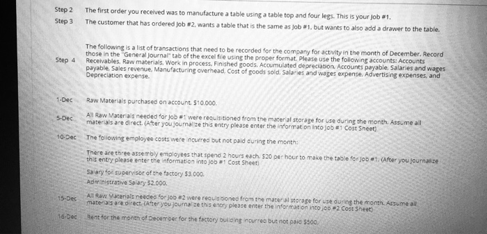 and thats it. Step 1 You work for Thunderduck Custom Tables Inc.