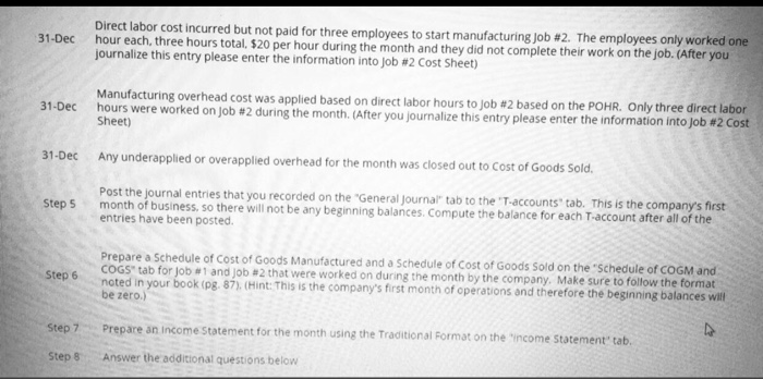 are as follows. These cost are on a per unit basis. Table
