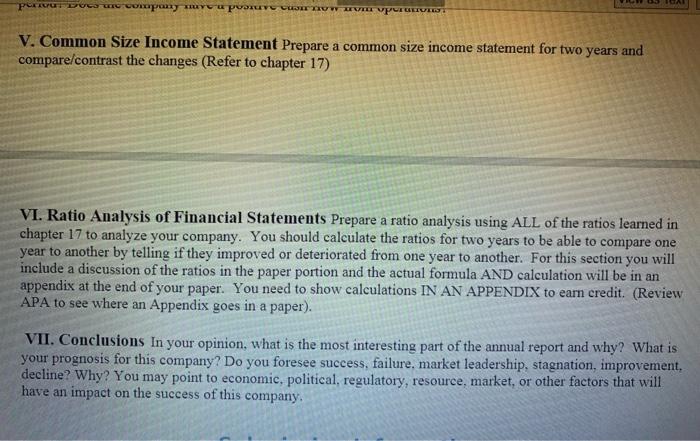 statement for two years and compare/contrast the changes (Refer to chapter 17)