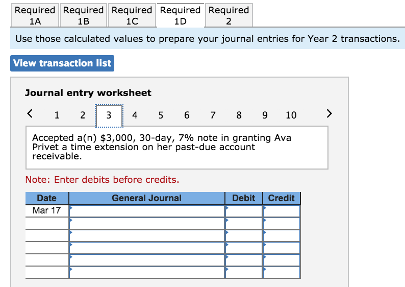 on the past-due account receivable from Midnight Co. 17 Accepted a(n) $3,000,