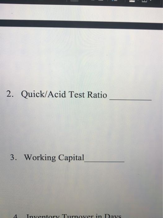 statements and the additional information given below, compute these ratios for the