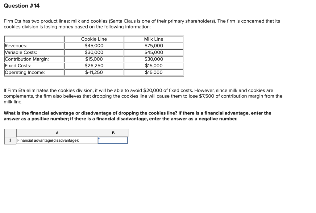 Please help solve this problem on excel Question #14 Firm Eta has