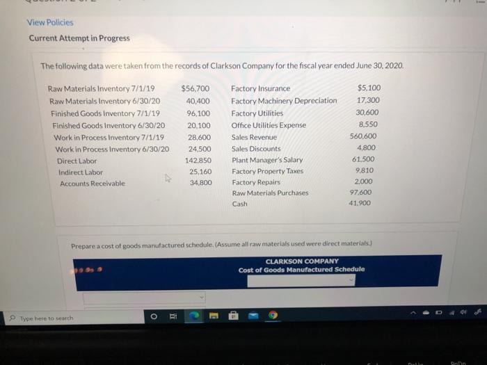  ! View Policies Current Attempt in Progress The following data were