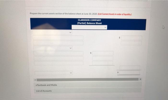 Goods Inventory 7/1/19 Finished Goods Inventory 6/30/20 Work in Process Inventory 7/1/19