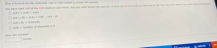  Give a formula for the cardinality rule or rules need to