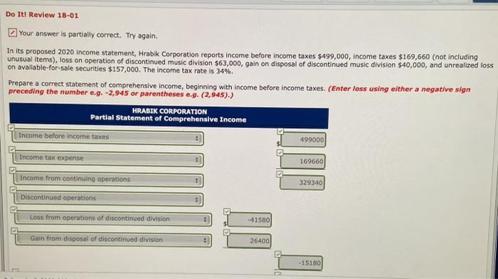  Do It! Review 18-01 Your answer is partially correct. Try again.