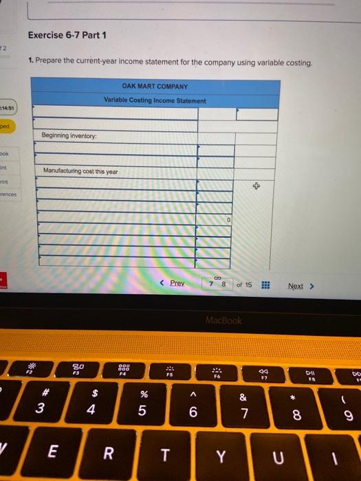 tables, reports the following data from its second year of business. 320
