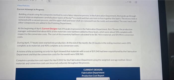 - / 10 View Policies Current Attempt in Progress Building a