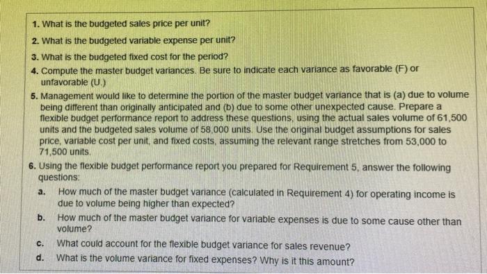 plz answer I will thumbs up 1. What is the budgeted sales