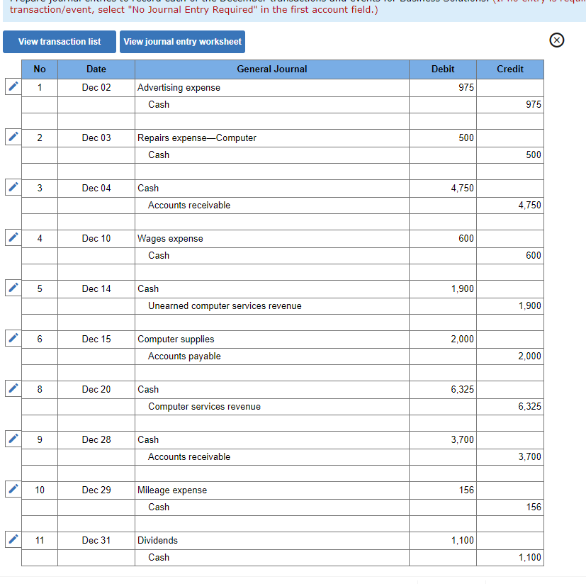 transaction/event, select "No Journal Entry Required" in the first account field.)