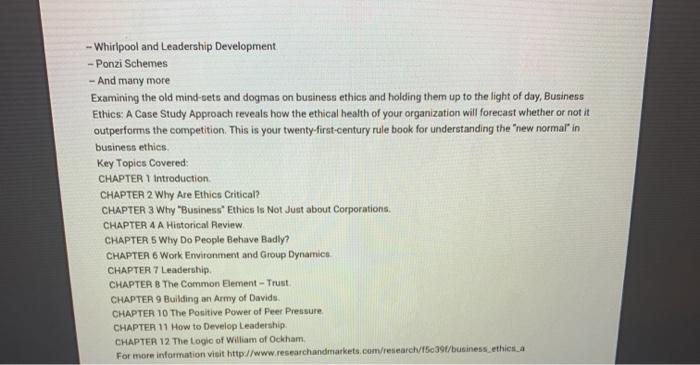 importance of ethics. After reading either of the articles, complete the following