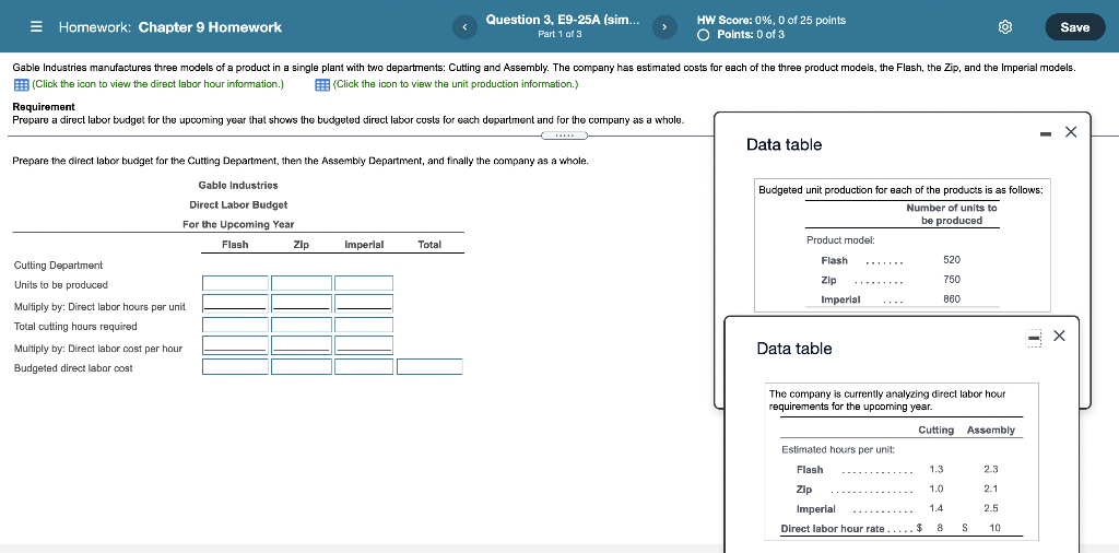  Homework: Chapter 9 Homework Question 3, E9-25A (sim... Part 1 of