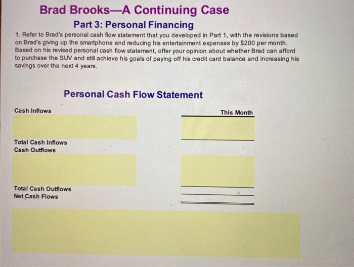 Case Your childhood friend, Brad Brooks, has asked you to help him