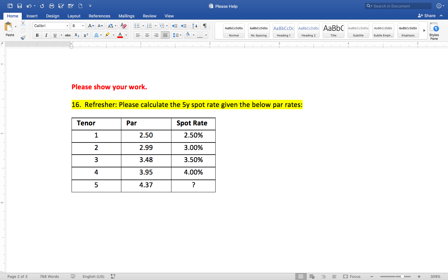 W Please Help Q Search in Document Home Insert Design Layout
