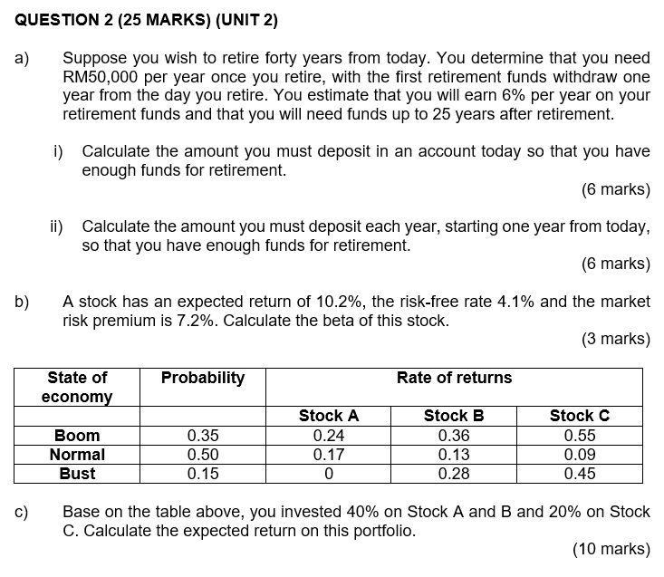  QUESTION 2 (25 MARKS) (UNIT 2) a) Suppose you wish to