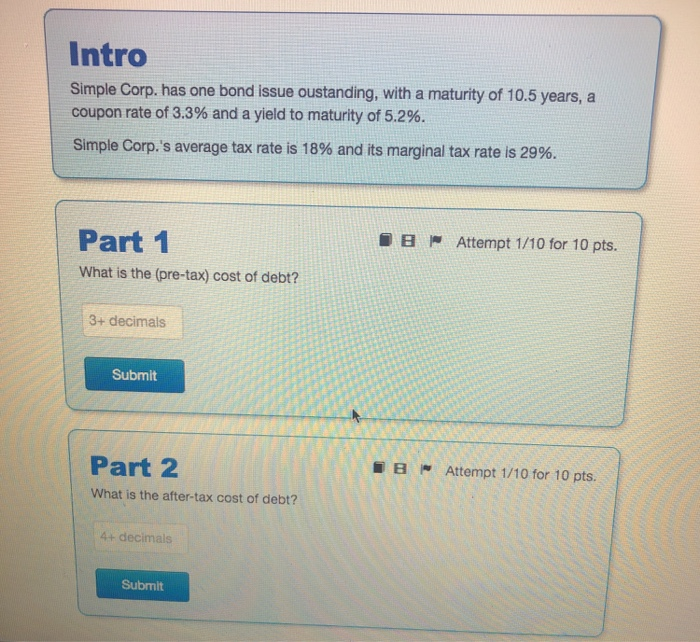  Intro Simple Corp. has one bond issue oustanding, with a maturity