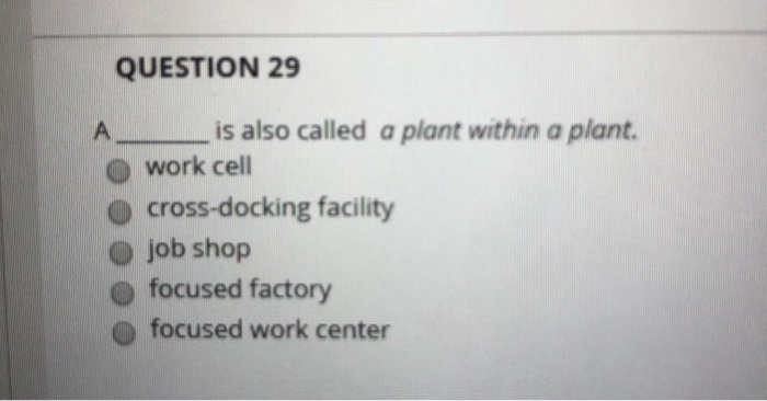  QUESTION 29 A _ is also called a plant within a