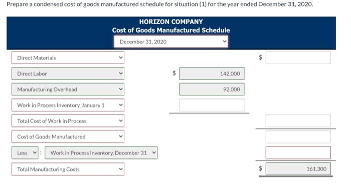 (1) $142,000 (2) 112,900 (c) 204,000 135,000 (3) 83,300 101,300 83,100 (e)