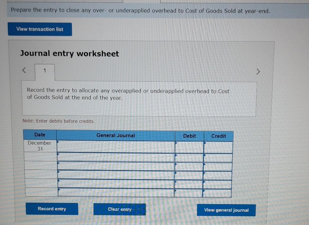 manager also estimated the following overhead costs for the year Indirect labor
