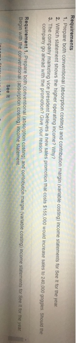 manufacturing expense per unit .....$ Sales commission expense per unit Fixed manufacturing