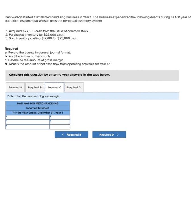 1. The business experienced the following events during its first year of