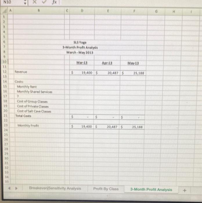 case study. The Excel 5 workbook has three separate tabs that must