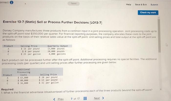 managerial accounting onnect Help Save K Et Submit Check my work Exercise