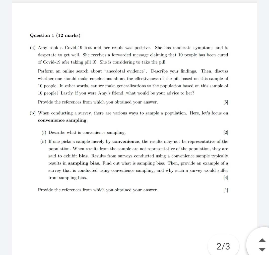  Question 1 (12 marks) (a) Amy took a Covid-19 test and