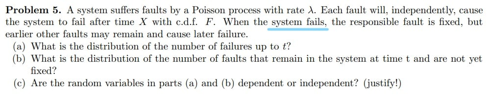  Problem 5. A system suffers faults by a Poisson process with