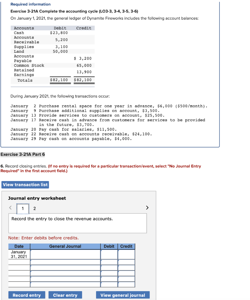  Required information Exercise 3-21A Complete the accounting cycle (LO3-3, 3-4, 3-5,