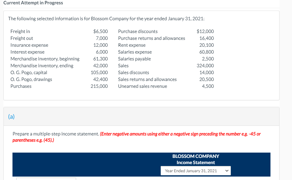 Current Attempt in Progress The following selected information is for Blossom