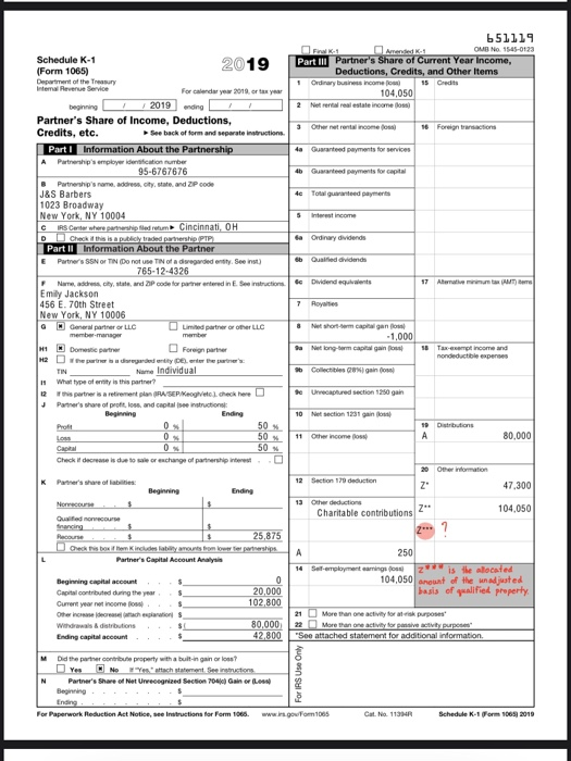 financial statements for the partnership are presented below. J&S Barbers Income Statement