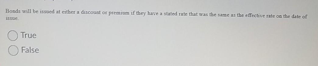 Bonds will be issued at either a discount or premium if