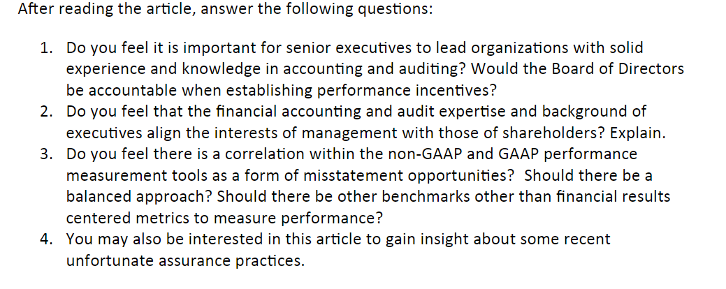 Article : How important is it for CFOs or other top corporate