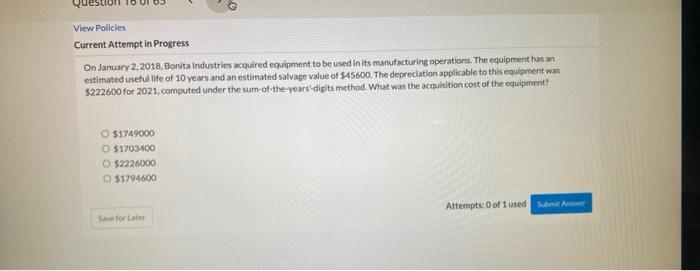  View Policies Current Attempt in Progress On January 2, 2018, Bonita